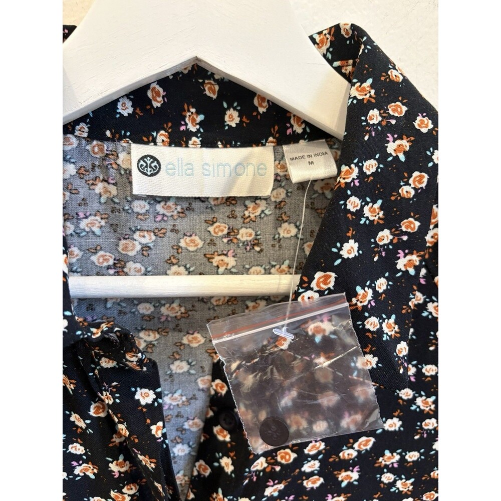 Ella Simone Ditsy Floral Midi Dress M Rayon Cottage Country Peasant - Picture 3 of 6
